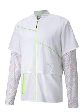 $100 PUMA Men's Run Woven Ultra Jacket Reflective White Size Medium NWT